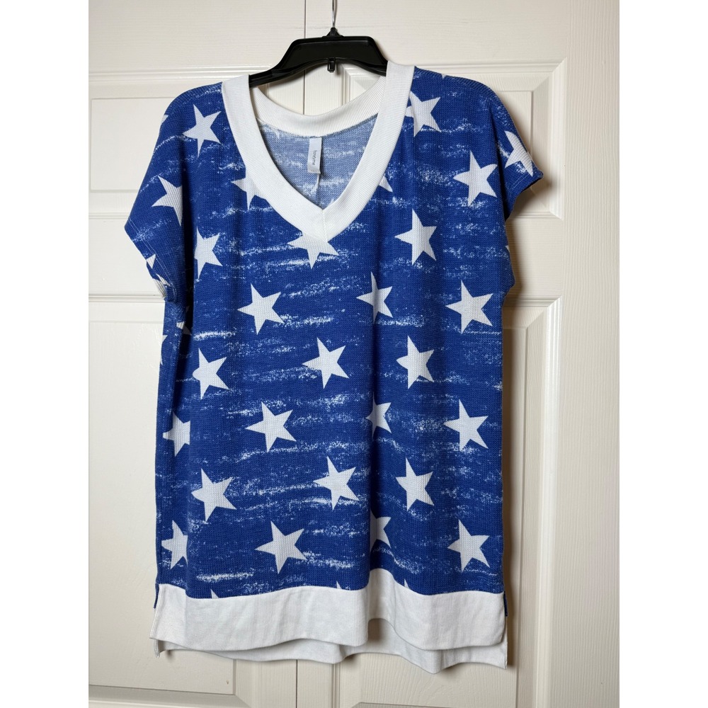 Honeyme blue white‎ seeings stars waffle knit tee